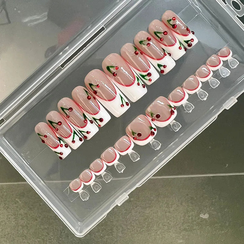 Custom Logo Box Wholesale 100% Handmade Acrylic Art Nail Press-on Nails 3D Design Full Cover with Glue