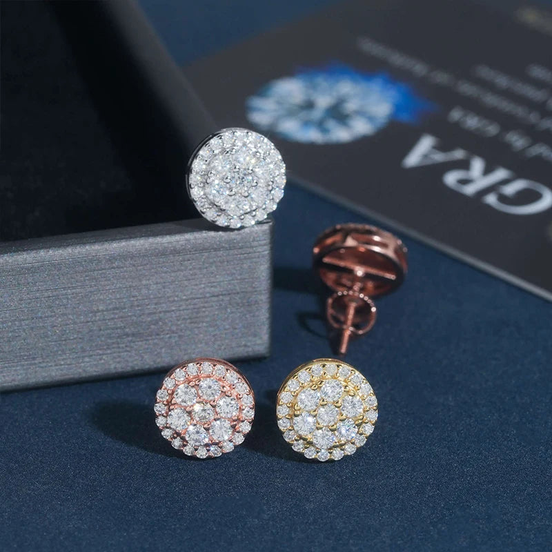 U&ME Jewelry ZF139 Hip Hop Earrings 10mm 925 Silver Pass Test With GRA Certificate D VVS1 Moissanite Earrings