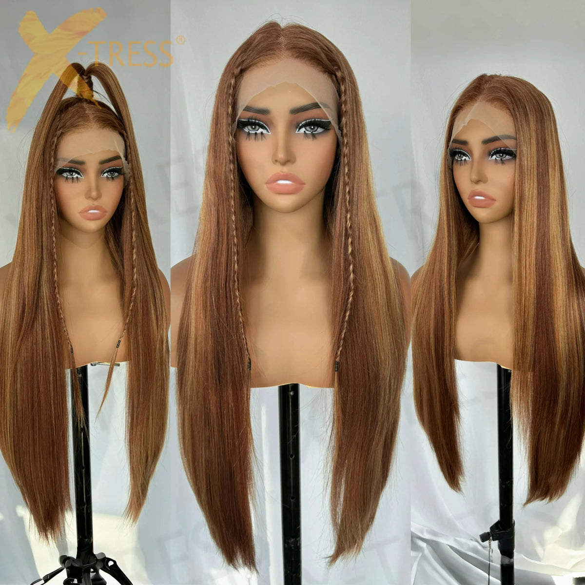 Chocolate Dark Brown Lace Front Wig 13x6 Synthetic Long Straight Glueless Dark Brown Wig for Black Women Beginner Friendly