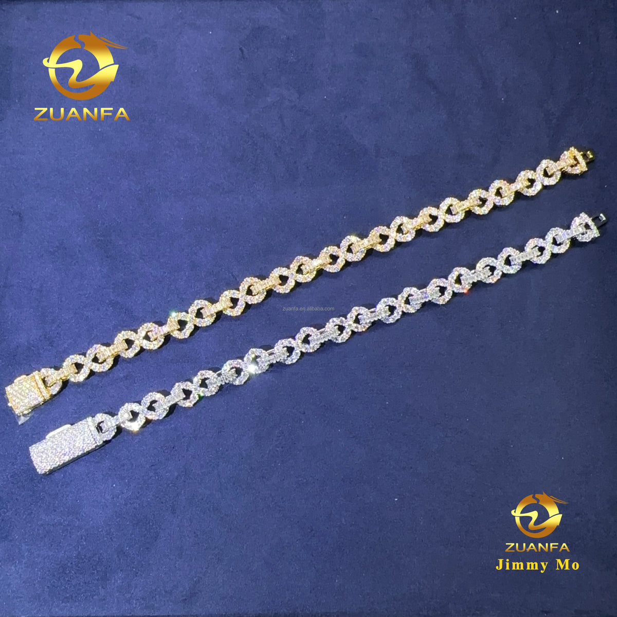 Popular Wholesale Fashion Pass Diamond Tester 8mm S925 Iced Out Hip Hop Jewelry  Moissanite 8 Shape Infinity Cuban Bracelet