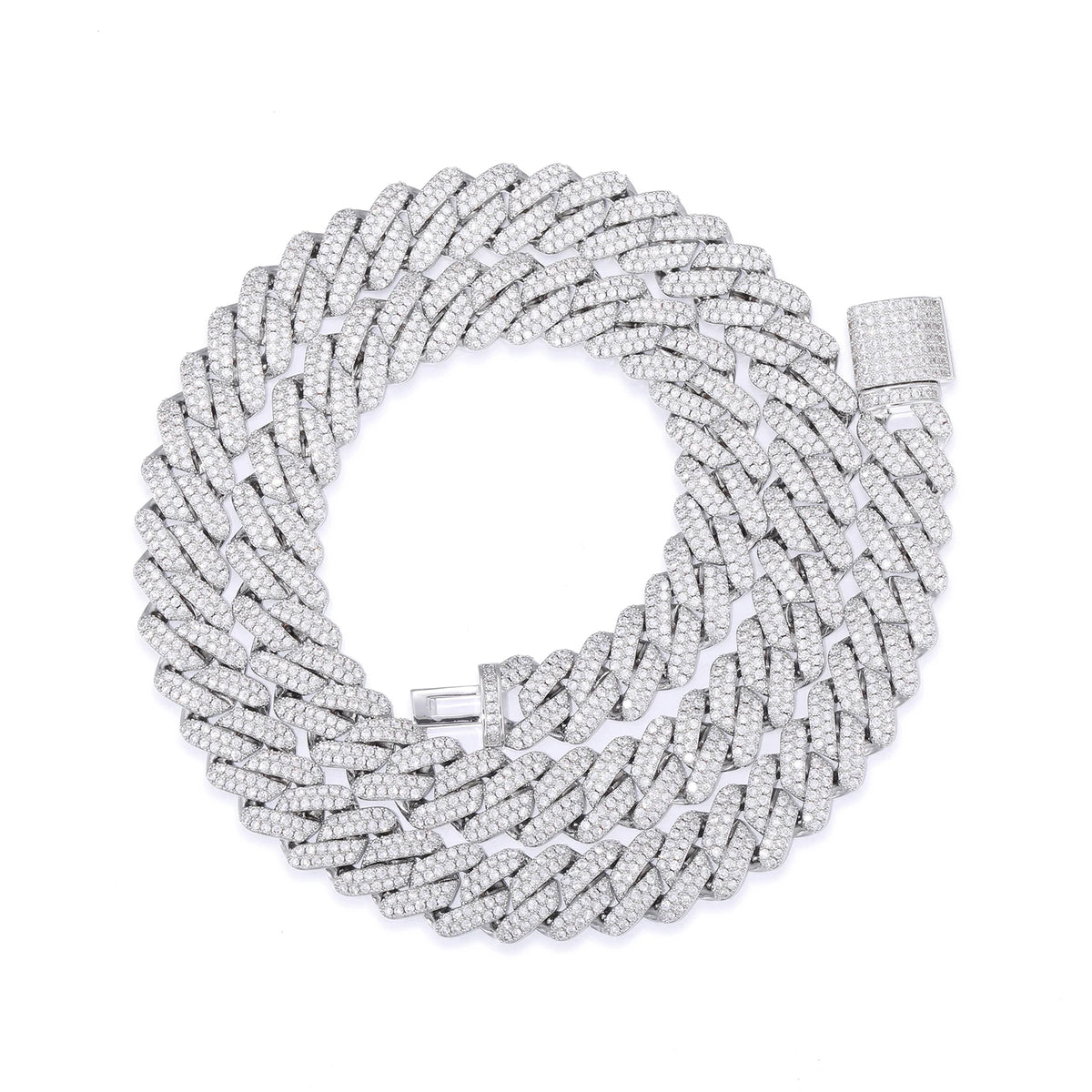 14mm Iced Out Cuban Link Chain – 18K Gold CZ Diamond Necklace – Heiress ...