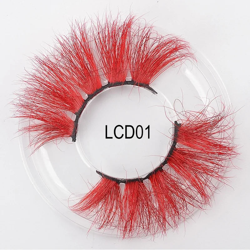 Heart Girl Wholesale  Lash  3D Colourful Lashes Natural Fluffy 25mm Mink False Full Strip Eyelash Boxes Custom logo - Mix / Plastictray+cover / LCD01