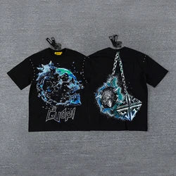 2026 High Quality Cotton Gothic Short Sleeve Skull Printed Hot Drilling T-shirts Low Price Wholesale GUAPI Men's T-shirts