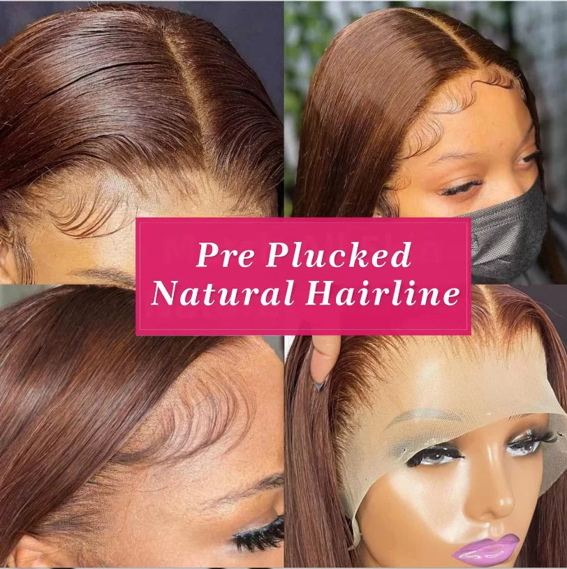 Chocolate Brown Color Wigs Transparent Lace 13x4 Big Frontal Lace Wig 100% Human Hair High 12A Grade Quality With Baby Hair