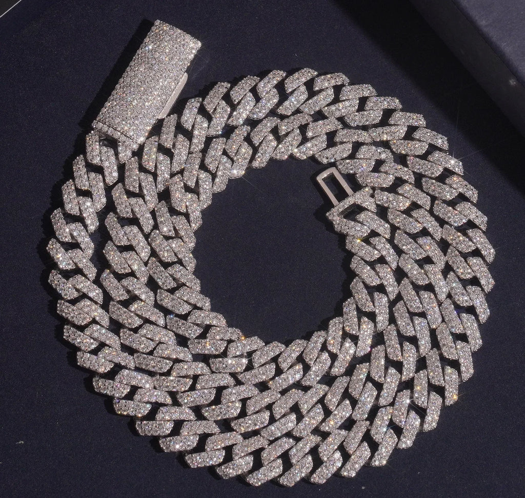 GRA Certificated Moissanite Chain Cuban 6 8 10 MM Hip Hop Jewelry VVS Moissanite Cuban Link Brass Miami Cuban Link Chain