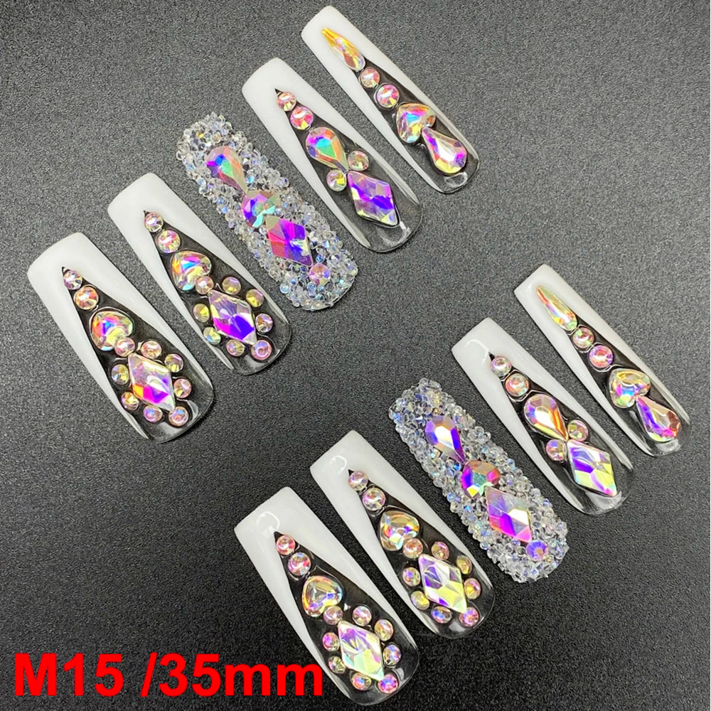 Gorgeous Salon Design Glossy Gel Carved False Nails Art Wholesale 10PCS Covered Decoration UV Gel Private Label Handmade Nails - M15 / 40g