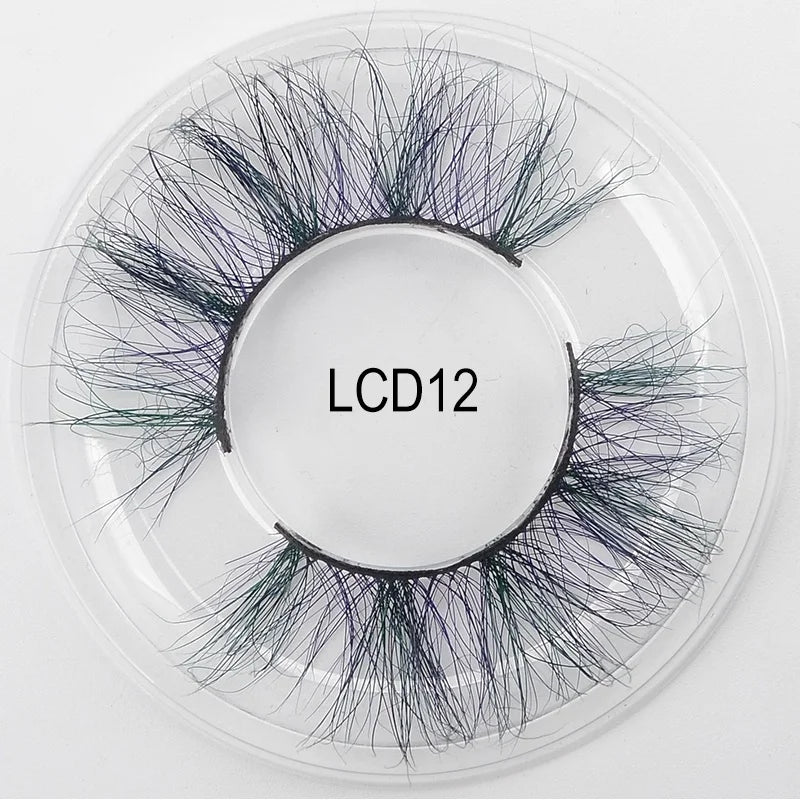 Heart Girl Wholesale  Lash  3D Colourful Lashes Natural Fluffy 25mm Mink False Full Strip Eyelash Boxes Custom logo - Mix / Plastictray+cover / LCD12
