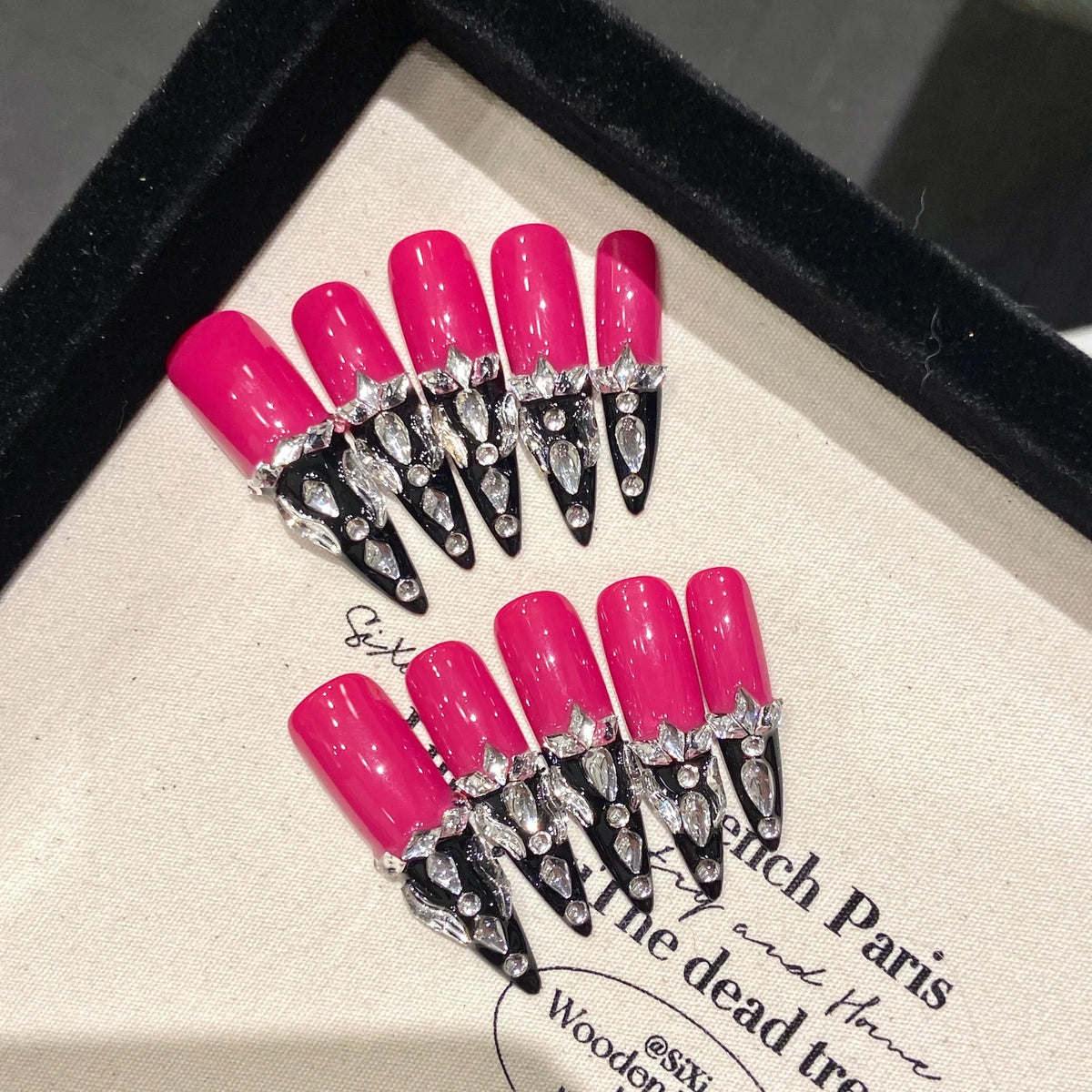 Design 100 Collection High Quality 10pcs Press-On French Square Fake Nails Luxury Handmade Acrylic Gel for Fingers Art Handmade - 39