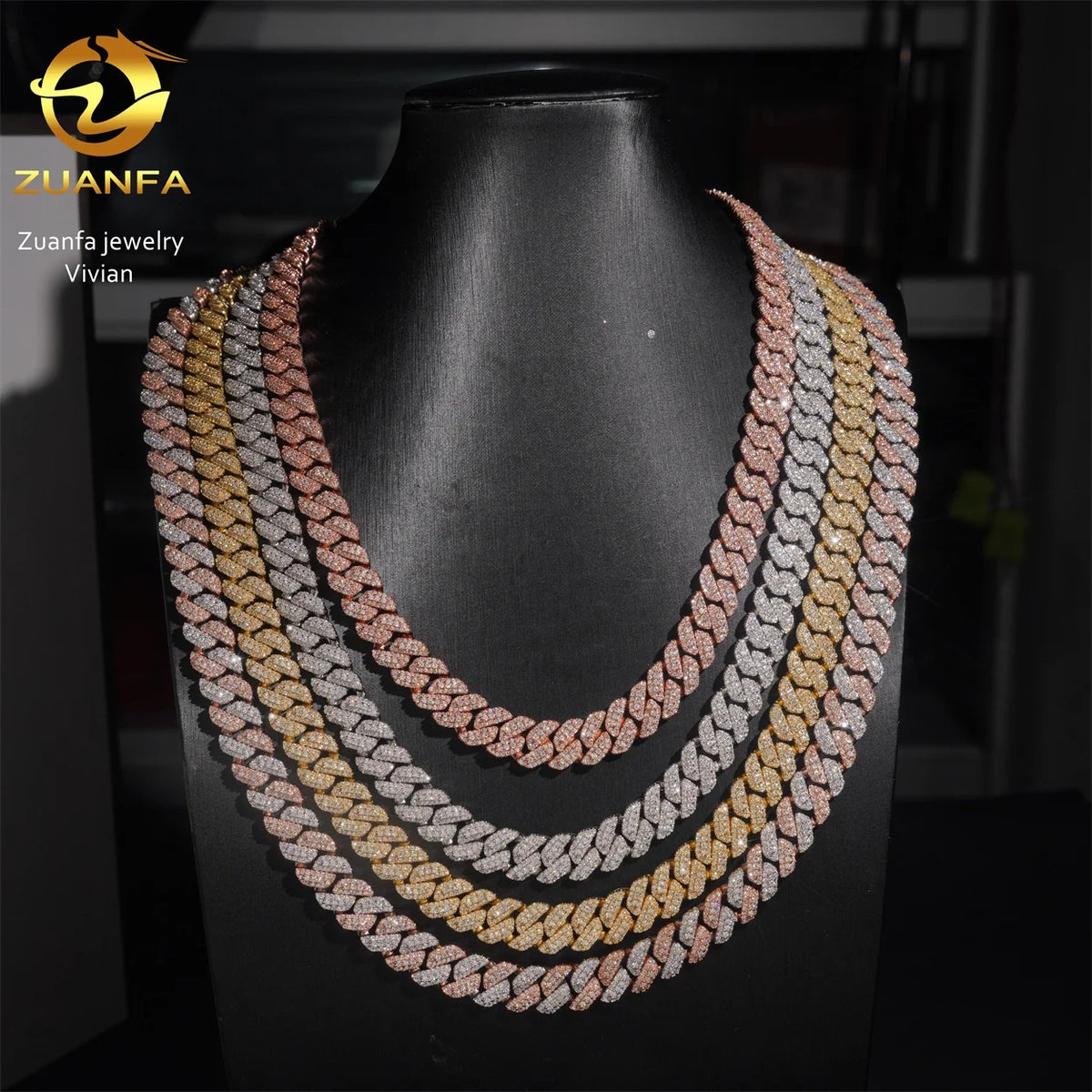 Hip Hop Fine Jewelry Brass VVS Moissanite Cuban Link Chain Cuban Link Chain 10mm Iced Out Cuban Link Chain Necklace