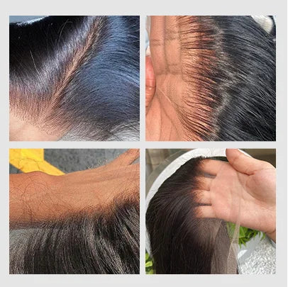 13x6 Kinky Straight Lace Front Human Hair Wig With Kinky Edges Baby Hair Bleached Yaki Straight HD Lace Frontal Wigs for Women