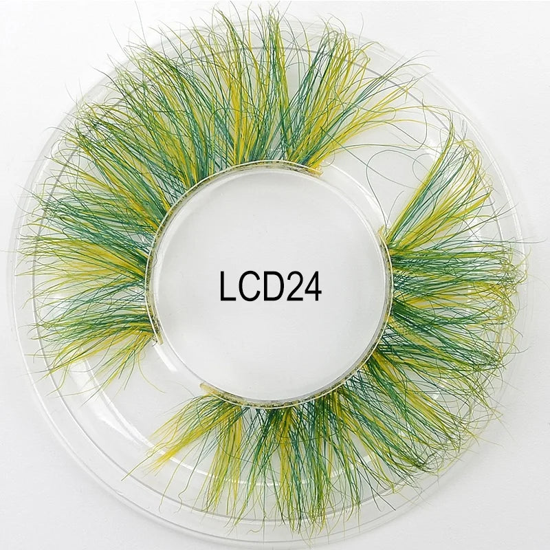 Heart Girl Wholesale  Lash  3D Colourful Lashes Natural Fluffy 25mm Mink False Full Strip Eyelash Boxes Custom logo - Mix / Plastictray+cover / LCD24
