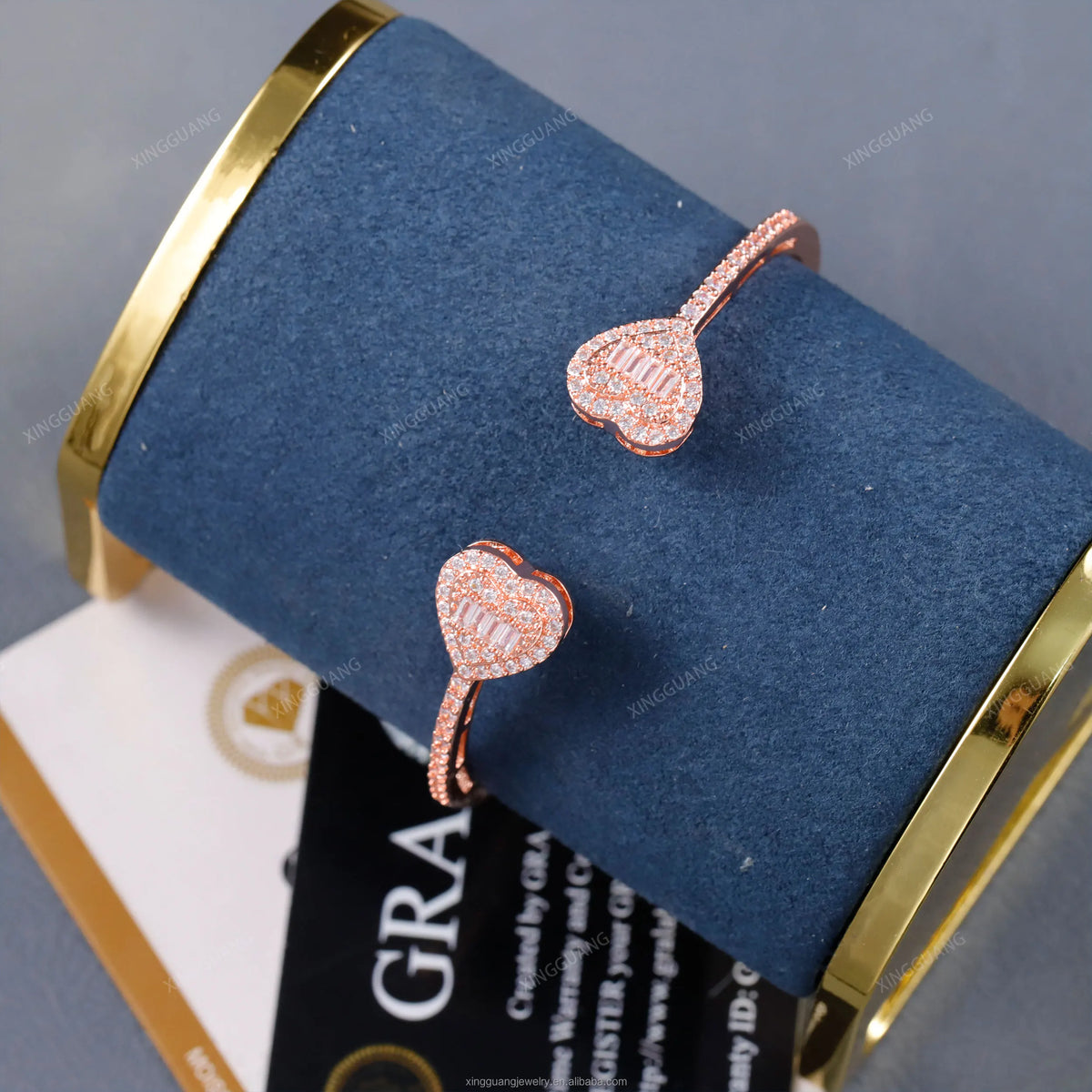 Hip Hop Jewelry Heart Shape Bangles Gold Plated 925 Sterling Silver VVS Moissanite Diamond Iced Out Cuban Bracelet