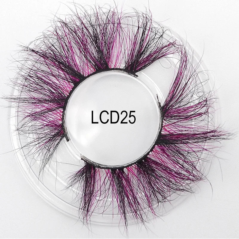 Heart Girl Wholesale  Lash  3D Colourful Lashes Natural Fluffy 25mm Mink False Full Strip Eyelash Boxes Custom logo - Mix / Plastictray+cover / LCD25