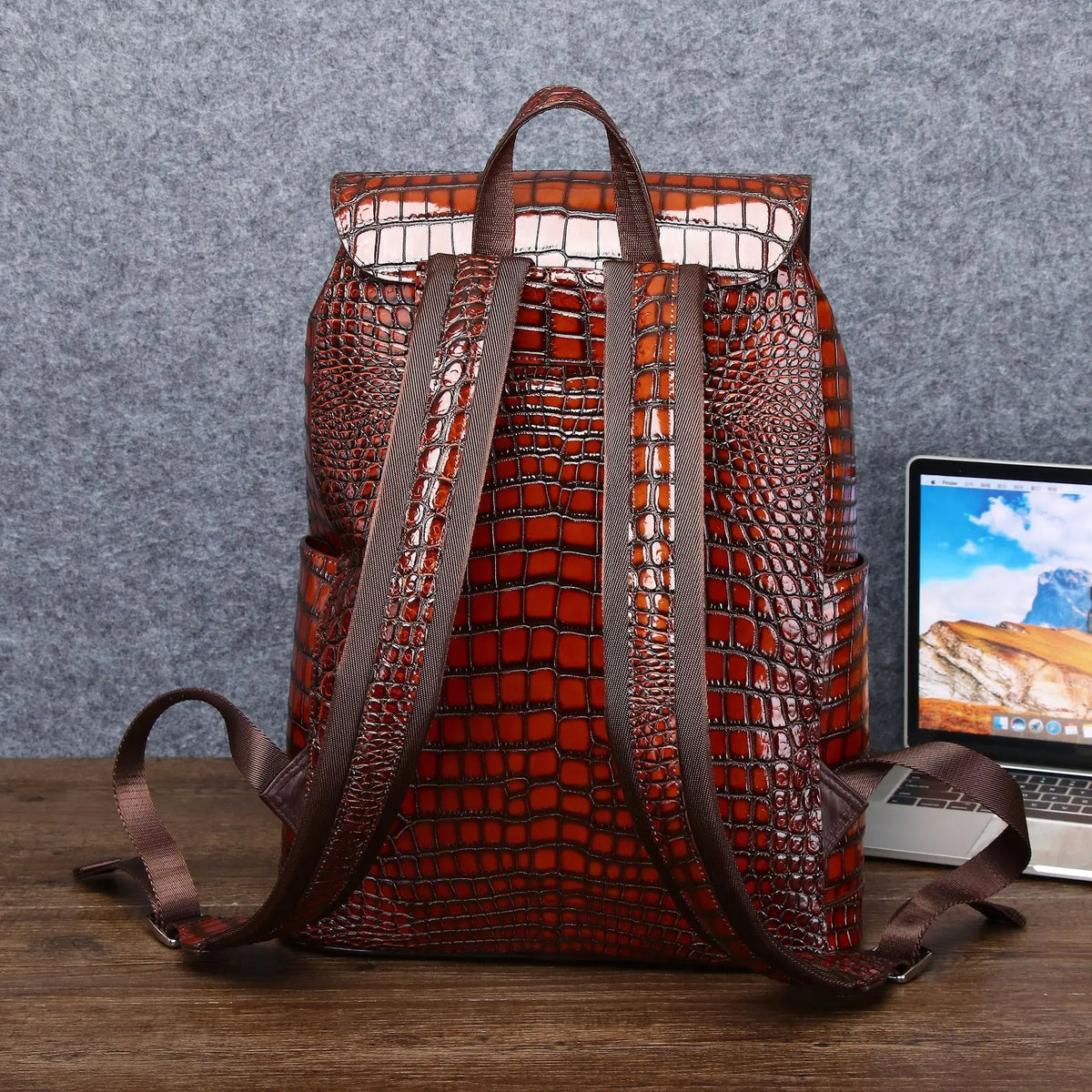 Luxury Men's High Quality Genuine Cowhide Leather Backpack Top Polyester School Bag Durable Closure Hot Sale Direct Luxury Brand