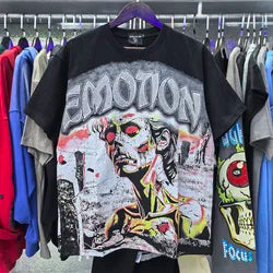 2026 High Quality Cotton Gothic Short Sleeve Skull Printed Hot Drilling T-shirts Low Price Wholesale GUAPI Men's T-shirts