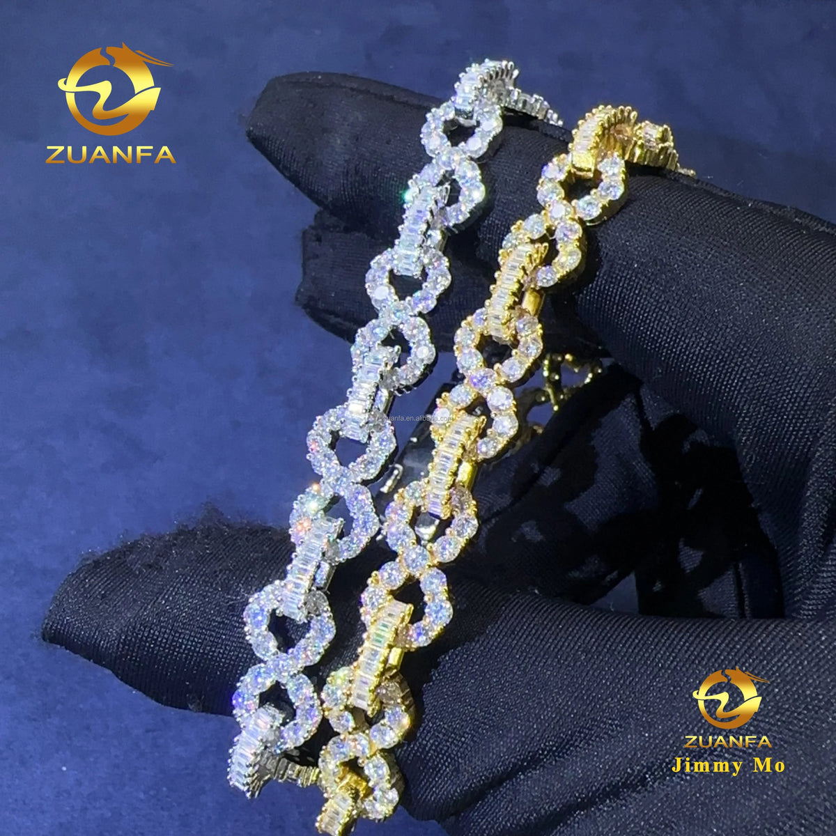 Popular Wholesale Fashion Pass Diamond Tester 8mm S925 Iced Out Hip Hop Jewelry  Moissanite 8 Shape Infinity Cuban Bracelet