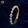 Hot Sale Lab Grown Diamonds Marquise and Round Shape Real 10K Solid Yellow Gold Lab Diamonds Half Pave Band Zuanfa Fine Rings - Gold / ****