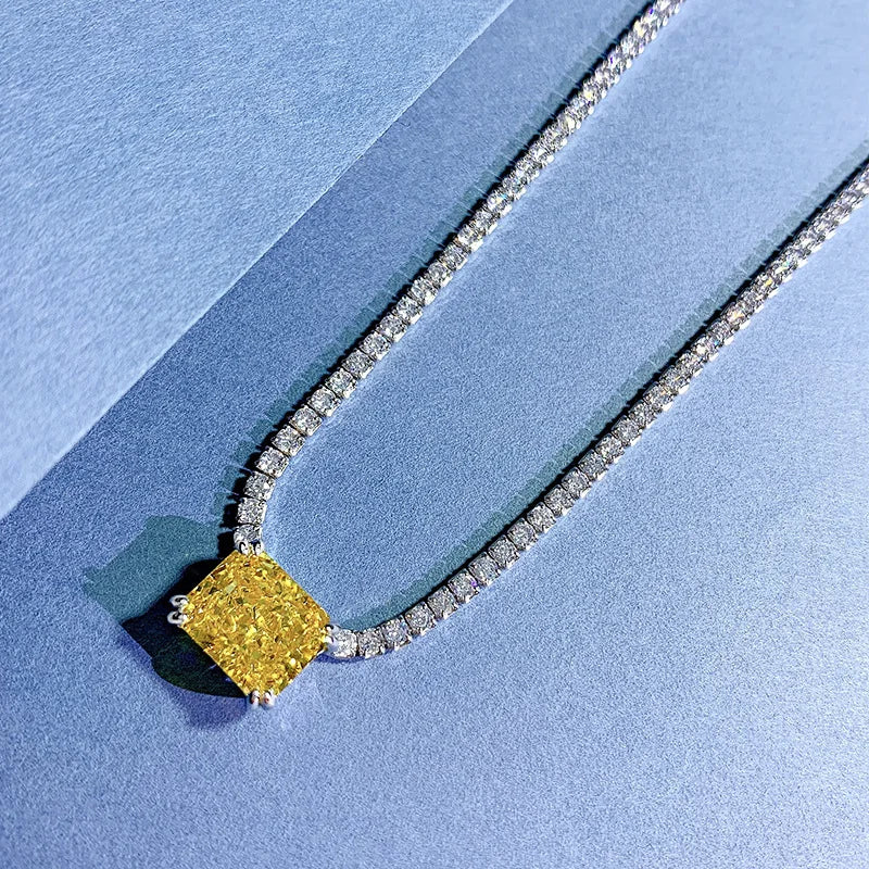 16k 18k Gold Necklace Women Moissanite Lab Diamond Tennis Chain Colorful Necklace Women
