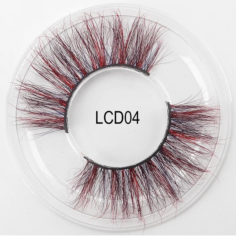Heart Girl Wholesale  Lash  3D Colourful Lashes Natural Fluffy 25mm Mink False Full Strip Eyelash Boxes Custom logo - Mix / Plastictray+cover / LCD04