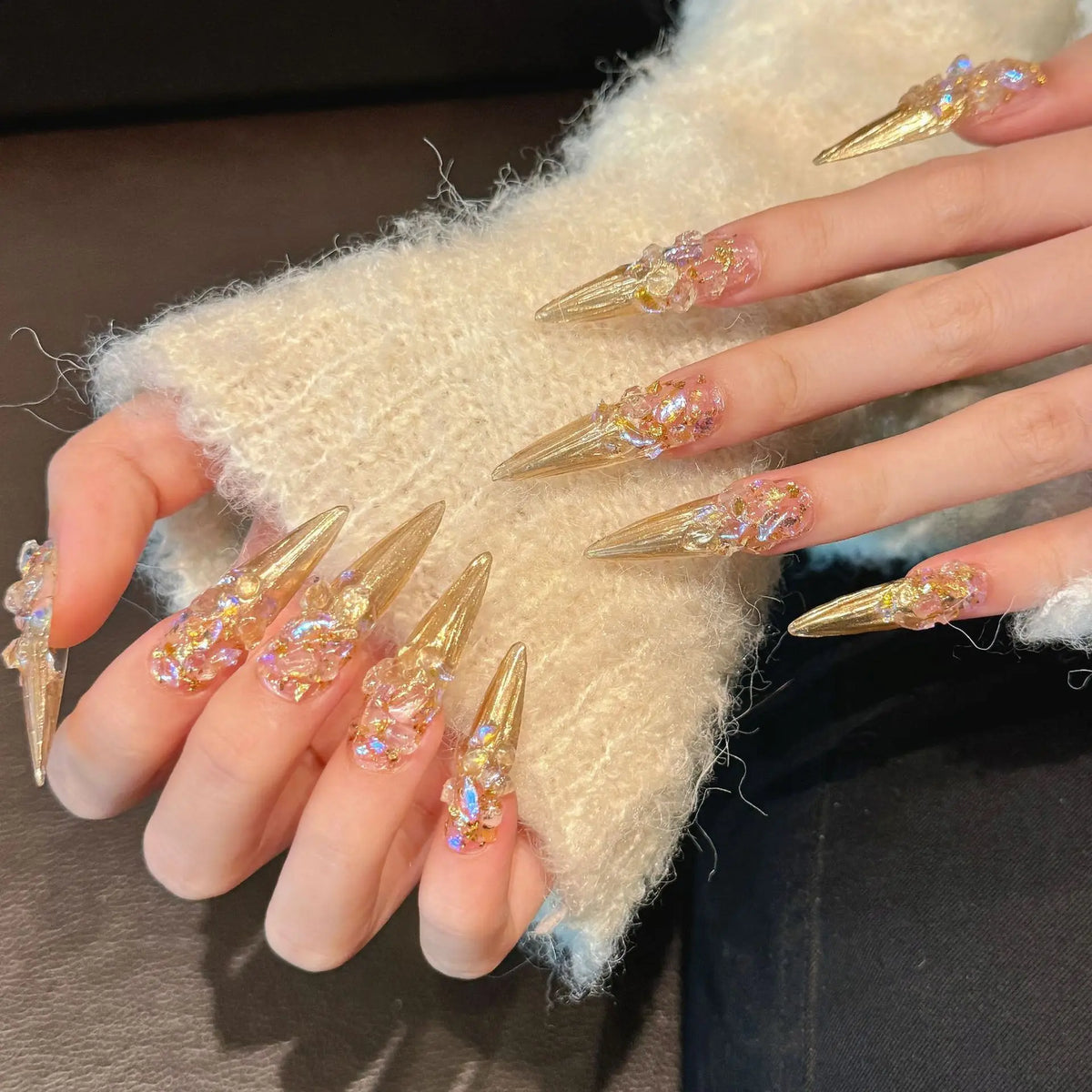 Design 100 Collection High Quality 10pcs Press-On French Square Fake Nails Luxury Handmade Acrylic Gel for Fingers Art Handmade - 02