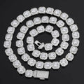 Fancy Large Tennis 10mm  Chain with GRA Moissanite 925 Sterling Silver 14K Gold Plated Hip Hop Jewelry Link Chain - 10mm-White