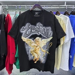 2026 High Quality Cotton Gothic Short Sleeve Skull Printed Hot Drilling T-shirts Low Price Wholesale GUAPI Men's T-shirts - Black6
