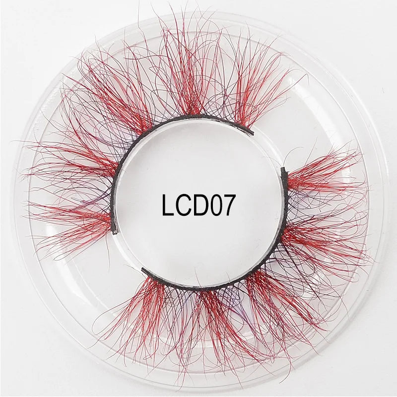 Heart Girl Wholesale  Lash  3D Colourful Lashes Natural Fluffy 25mm Mink False Full Strip Eyelash Boxes Custom logo - Mix / Plastictray+cover / LCD07