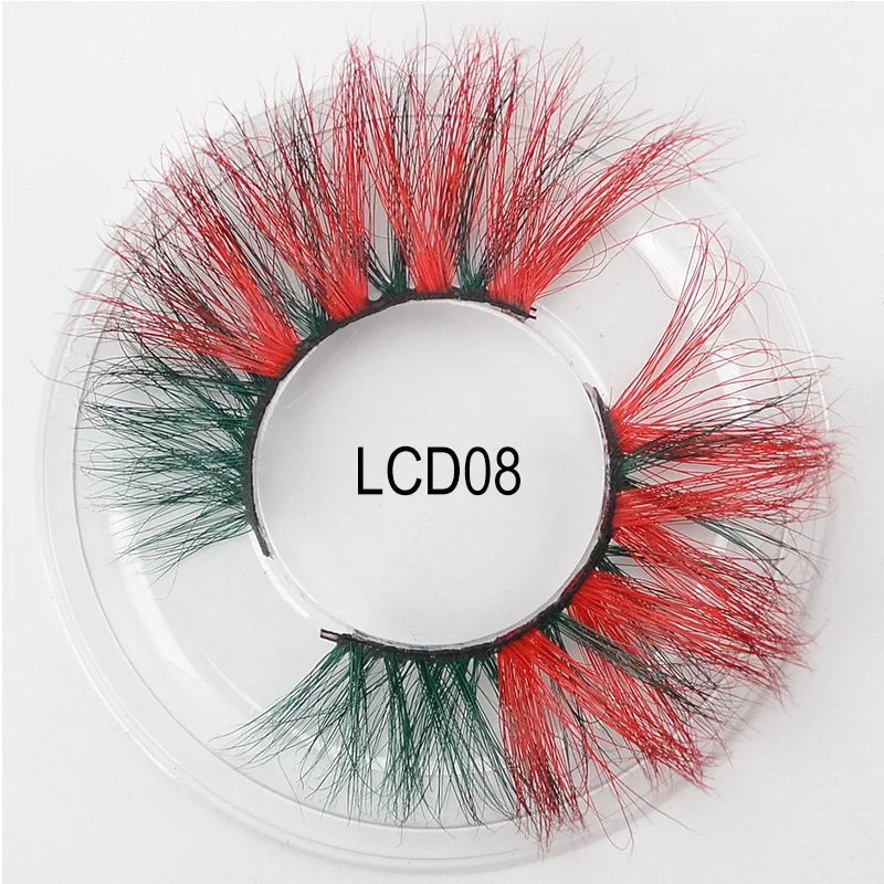 Heart Girl Wholesale  Lash  3D Colourful Lashes Natural Fluffy 25mm Mink False Full Strip Eyelash Boxes Custom logo - Mix / Plastictray+cover / LCD08
