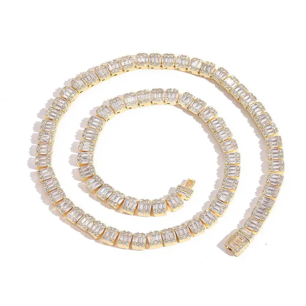 Women Custom Luxury Baguette Lab Grown Diamond Bracelet Necklace Solid 14K Rose Gold VVS Diamond Tennis Chain Bracelet