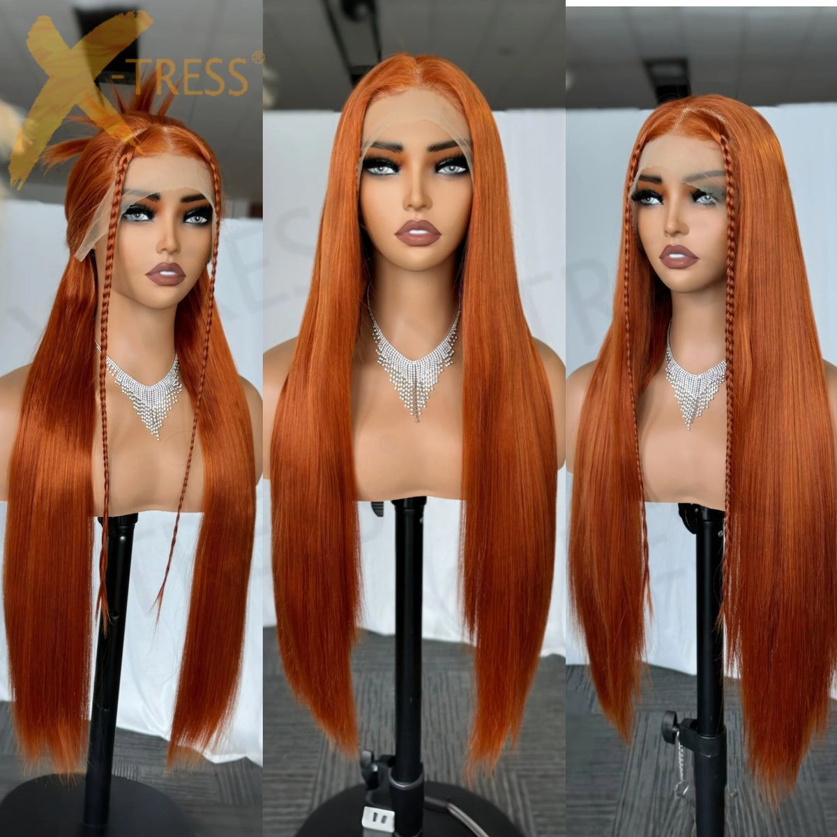 Chocolate Dark Brown Lace Front Wig 13x6 Synthetic Long Straight Glueless Dark Brown Wig for Black Women Beginner Friendly - 30 inches / GINGER