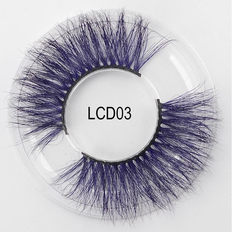 Heart Girl Wholesale  Lash  3D Colourful Lashes Natural Fluffy 25mm Mink False Full Strip Eyelash Boxes Custom logo - Mix / Plastictray+cover / LCD03