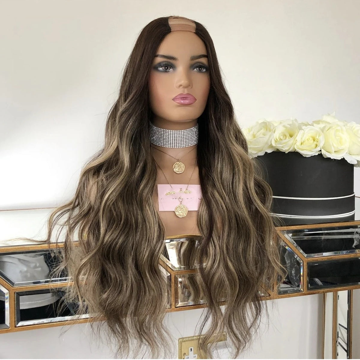 Thick 300% Density Natural Color Body Wave Remy Virgin Brazilian Cuticle Aligned Double Drawn Glueless Long U Part Wigs Hair - Blonde Highlight 3 / Body Wave