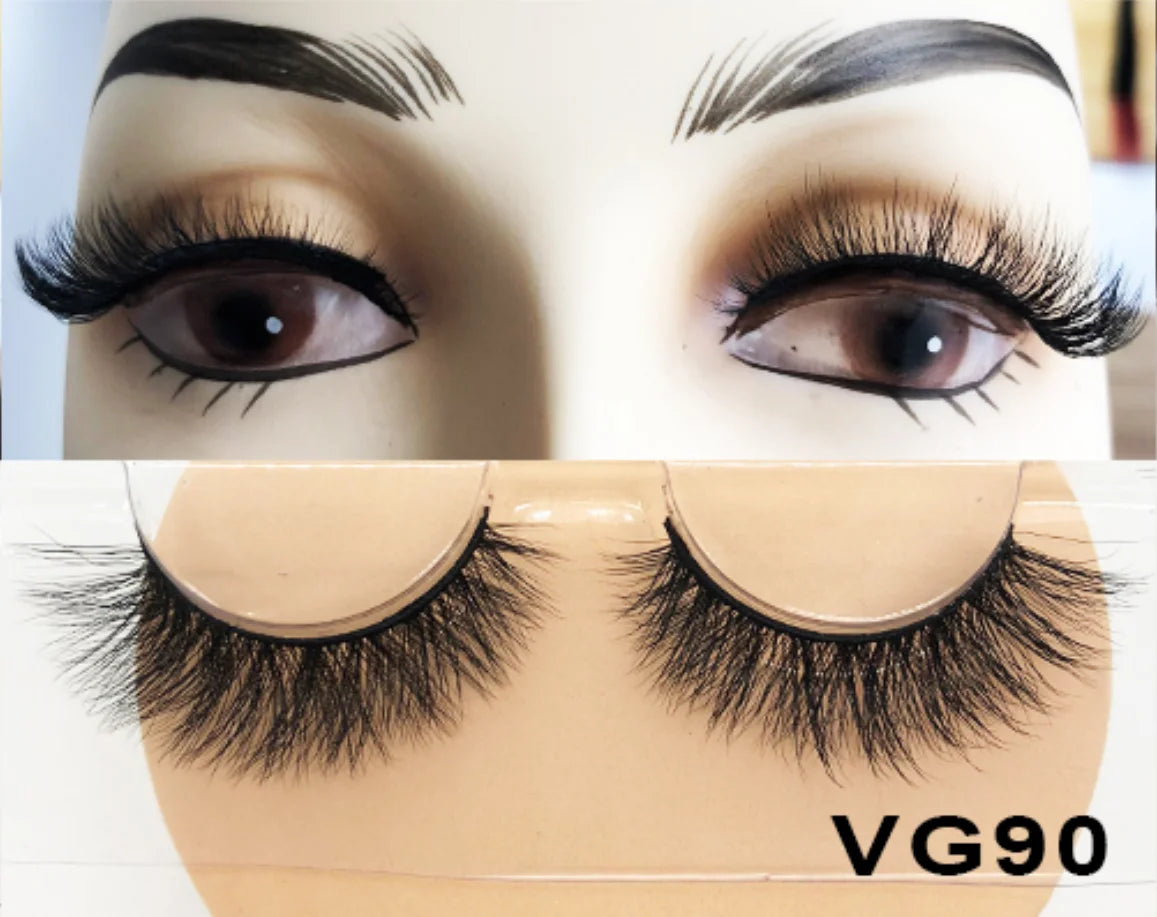 Fluffy Faux Mink Strip Lashes | 15mm–25mm D Curl | Natural Long | 100+ Styles - Natural Long / VG90