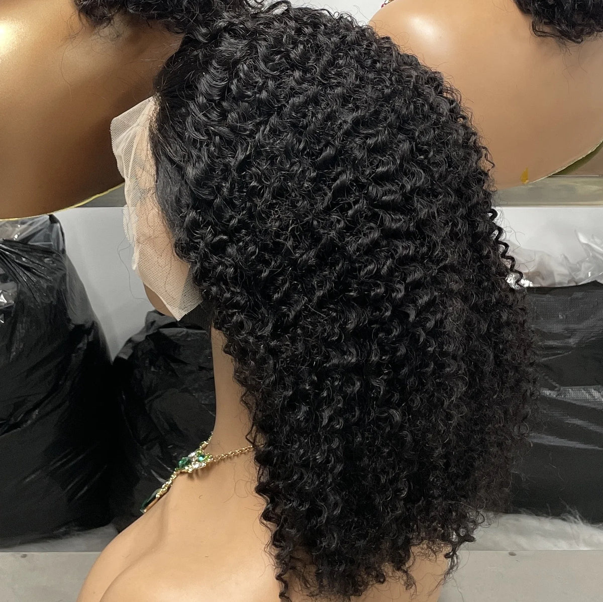 Cheap Brazilian Hair Kinky Curly Short Bob Lace Front Wigs for Lace Remy Hair Glueless HD Frontal for Black Women - 1b# / 16 Inches