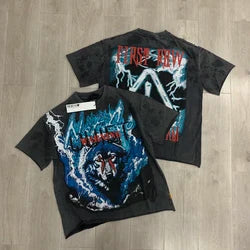 High Quality 100% Cotton Breathable Short Sleeve Loose Fit Hip Hop Cartoon Print Mens T-Shirts Wholesale Custom Designer Brand - Black14