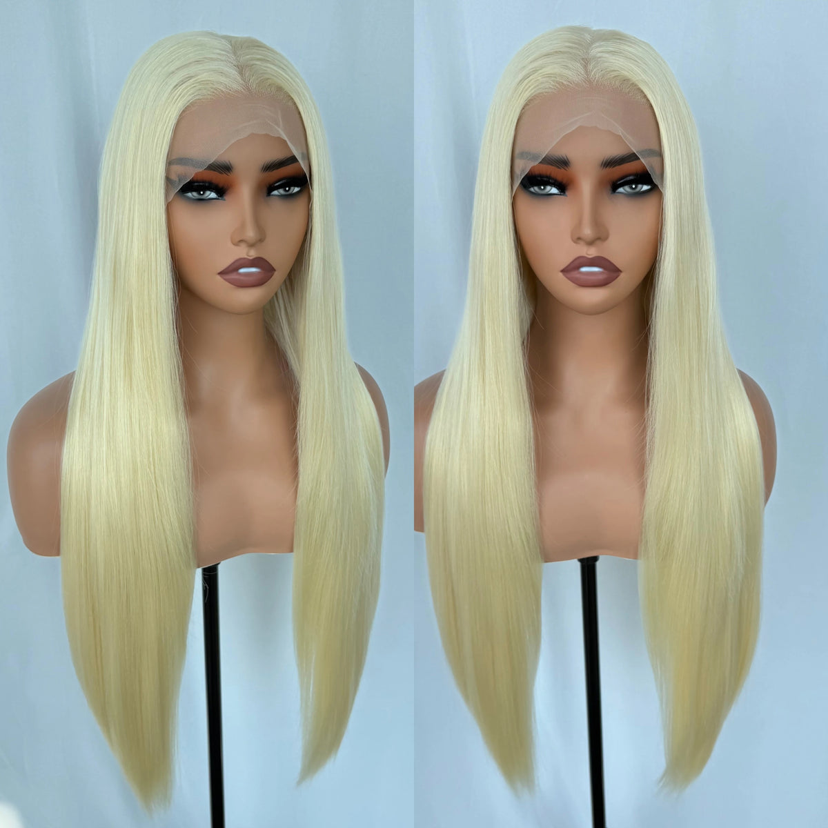 Chocolate Dark Brown Lace Front Wig 13x6 Synthetic Long Straight Glueless Dark Brown Wig for Black Women Beginner Friendly - 30 inches / platinum