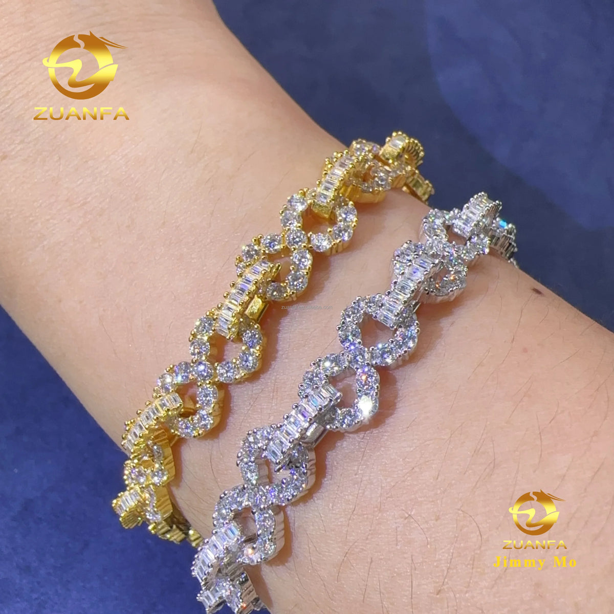 Popular Wholesale Fashion Pass Diamond Tester 8mm S925 Iced Out Hip Hop Jewelry  Moissanite 8 Shape Infinity Cuban Bracelet