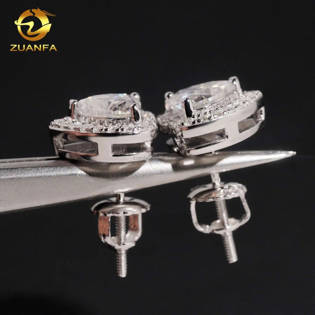 Elegant Style Women Gift Pass Diamond Tester 925 Silver Screw Back Heart Shape Iced Out  Jewelry VVS Moissanite Stud Earrings