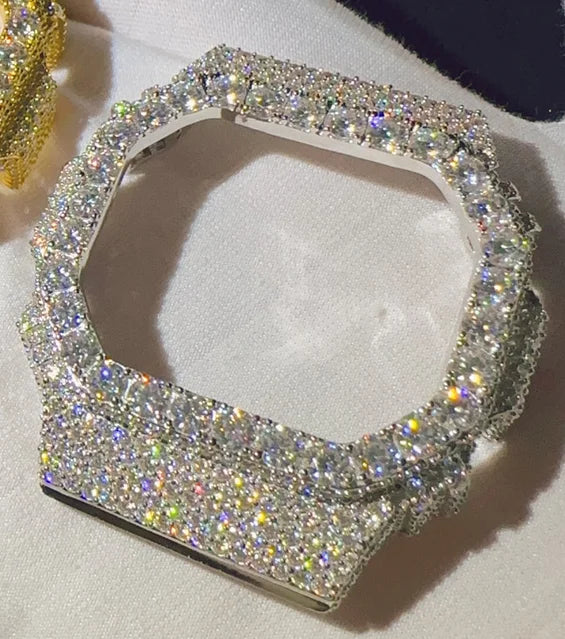 Iced Out Paas Diamond Tester Hip Hop Jewelry DW5600A1 DW5600 Brass VVS Moissanite Diamond Watch Case Bezel - BP4267-Silver Color-DW5600A1