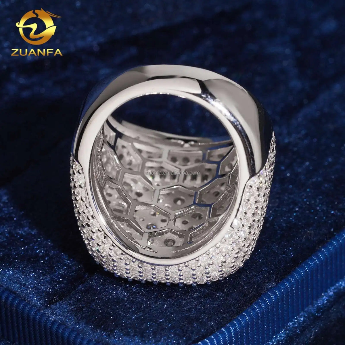 2026 New Arrivals Fashion Jewelry Square Shape Iced Out Hip Hop Moissanite 925 Sterling Silver Claw Setting Pinky Finger Ring