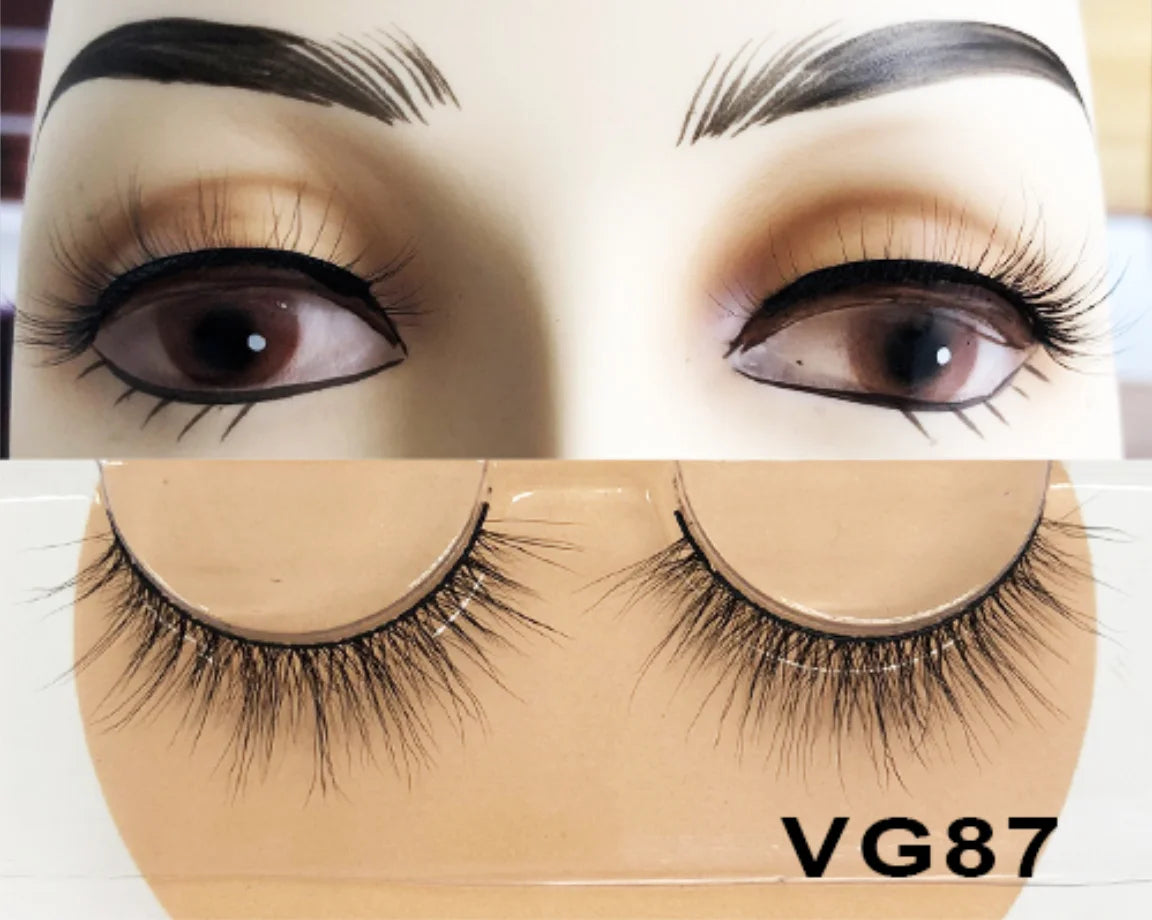 Wholesale Vegan FAUX Mink Eyelashes 25mm 3D Fluffy Full Strip Lashes with Box Cruelty-Free Vendors - Natural Long / VG87