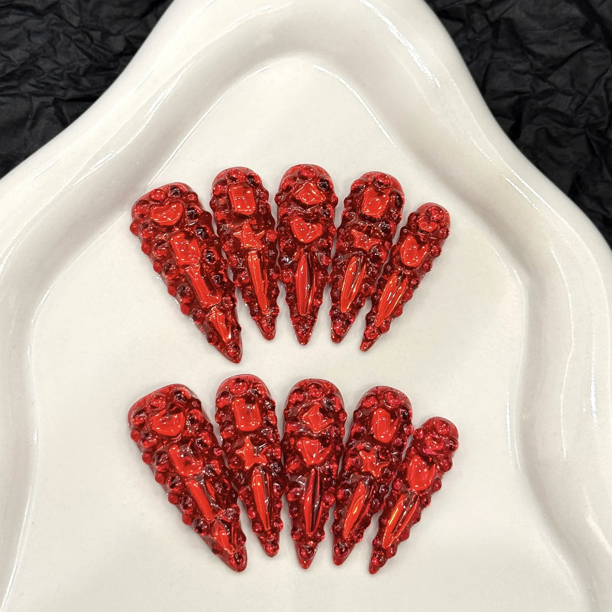 Design 100 Collection High Quality 10pcs Press-On French Square Fake Nails Luxury Handmade Acrylic Gel for Fingers Art Handmade - 38