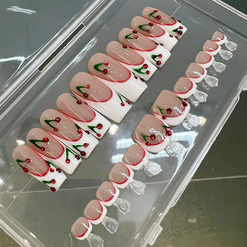 Custom Logo Box Wholesale 100% Handmade Acrylic Art Nail Press-on Nails 3D Design Full Cover with Glue