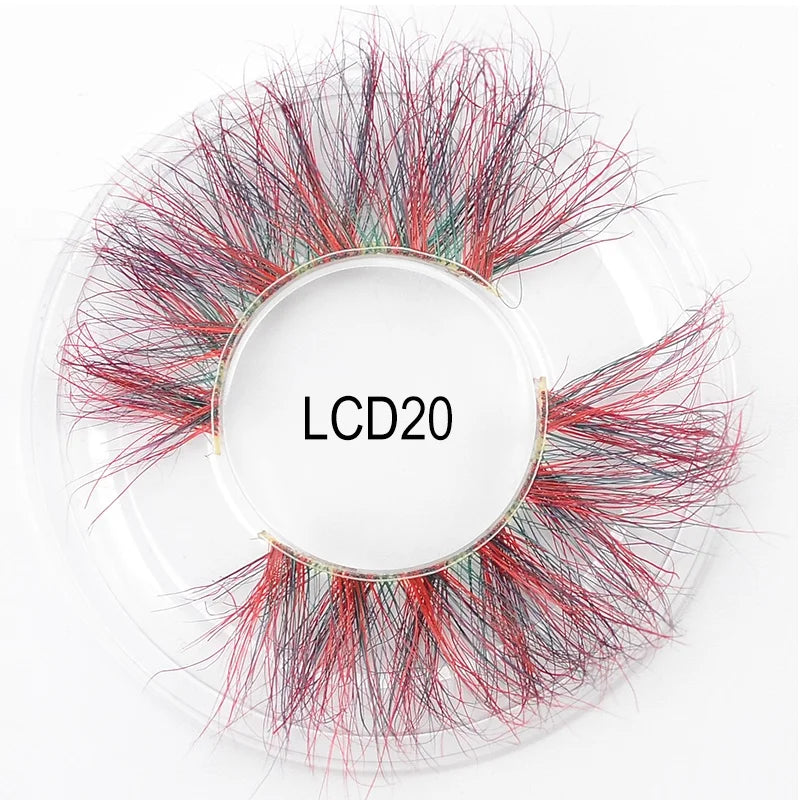 Heart Girl Wholesale  Lash  3D Colourful Lashes Natural Fluffy 25mm Mink False Full Strip Eyelash Boxes Custom logo - Mix / Plastictray+cover / LCD20