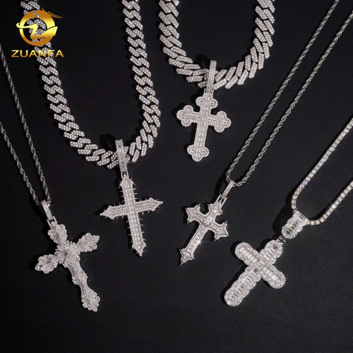 Supplier Selection Cross Pendant Hot Sale Moissanite Pendant Men Iced Out Jewelry Custom Hip Hop Pendant