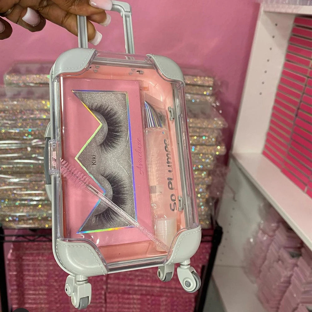 Best Selling 100% Real Mink Lashes3D Wholesale Vendor Eye Lash Set Bulk 25MM Natural  Mink Eyelash With Suitcase Package