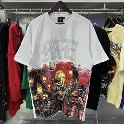 2026 High Quality Cotton Gothic Short Sleeve Skull Printed Hot Drilling T-shirts Low Price Wholesale GUAPI Men's T-shirts