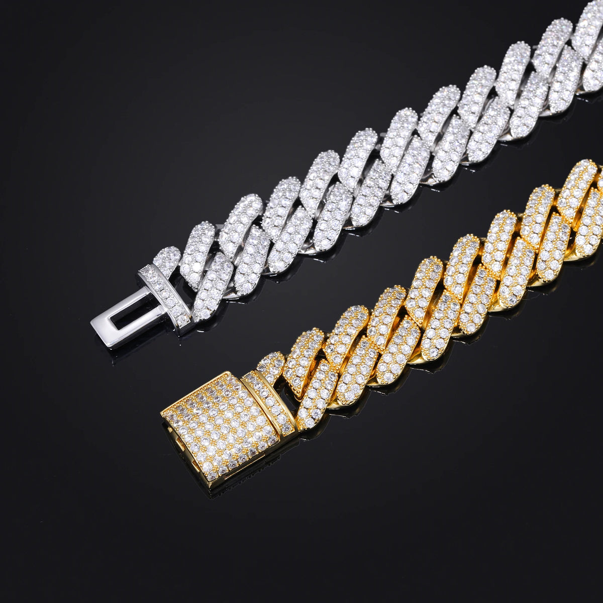 14mm Iced Out Cuban Link Chain – 18K Gold CZ Diamond Necklace – Heiress ...