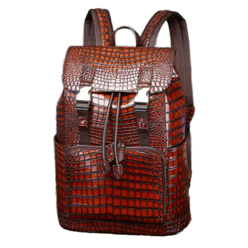 Luxury Men's High Quality Genuine Cowhide Leather Backpack Top Polyester School Bag Durable Closure Hot Sale Direct Luxury Brand