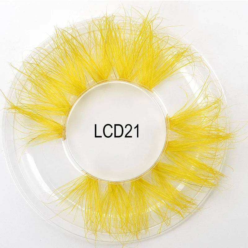 Heart Girl Wholesale  Lash  3D Colourful Lashes Natural Fluffy 25mm Mink False Full Strip Eyelash Boxes Custom logo - Mix / Plastictray+cover / LCD21